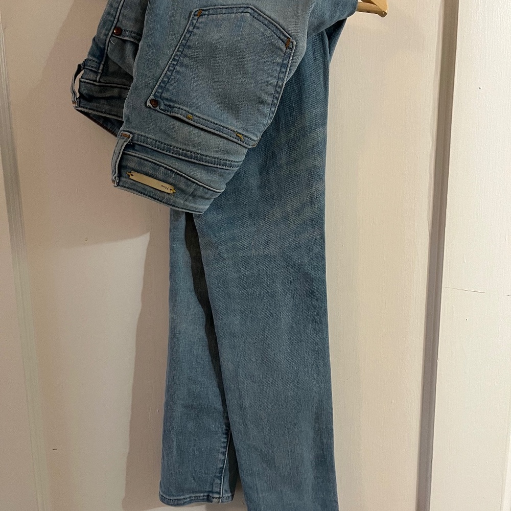 Jeans with green checked pocket
